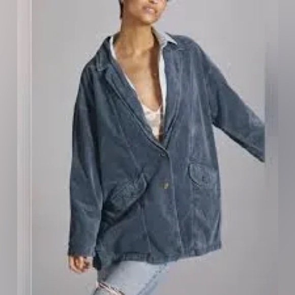 Pilcro Gray Washed Corduroy Blazer Size Large - Picture 2 of 7